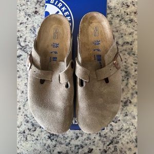 Size 36 taupe Birkenstocks.